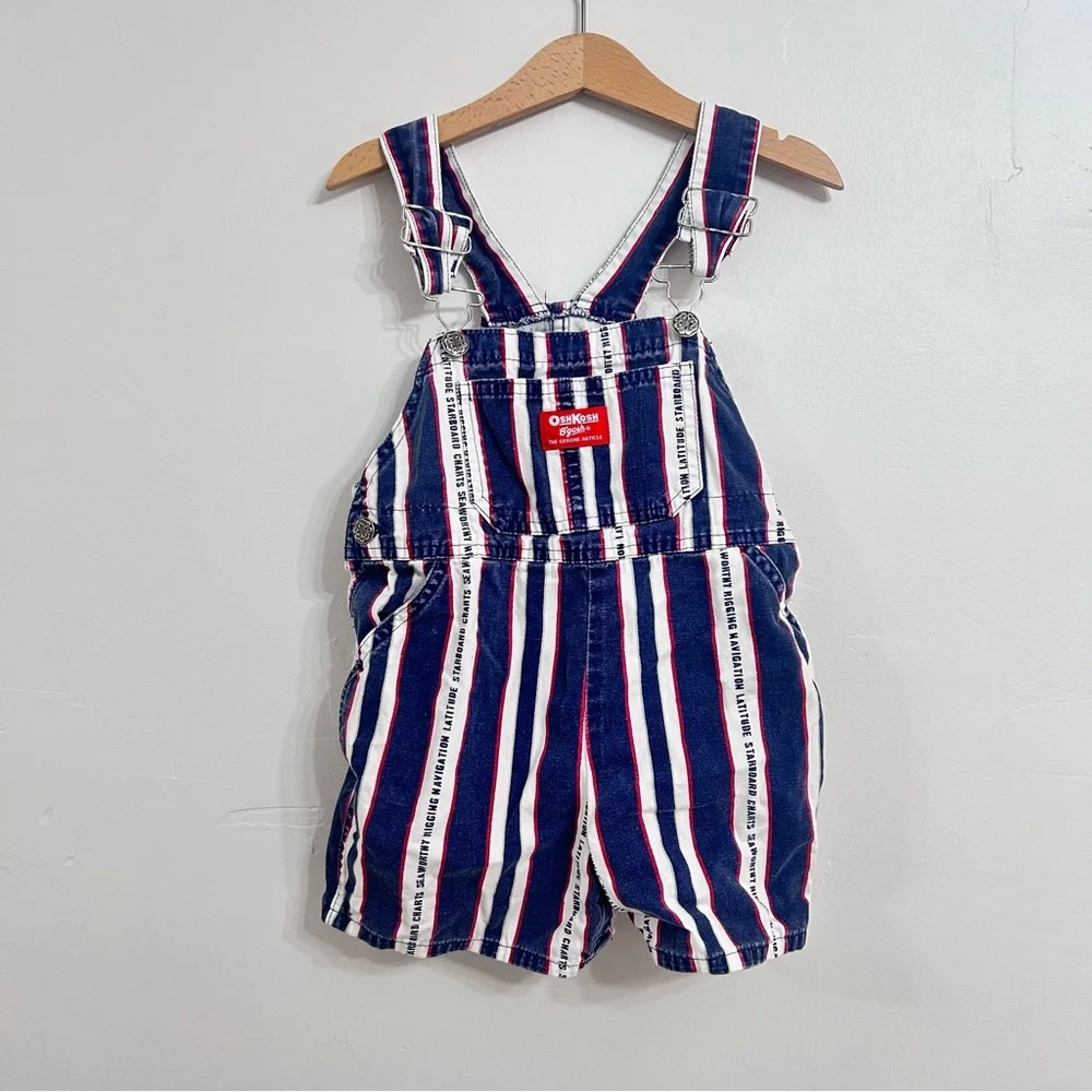 Vintage Oshkosh 3T nautical paper tag short overalls